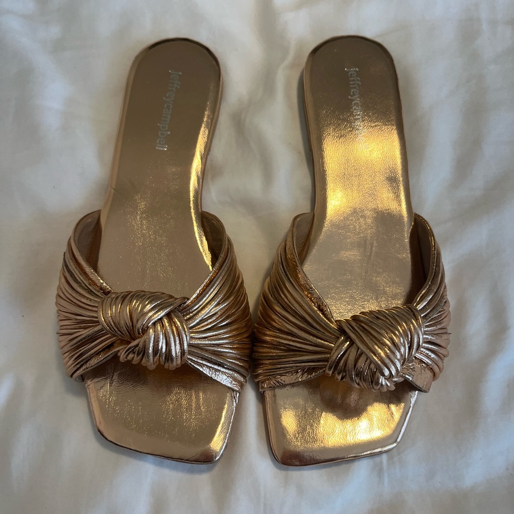 Jeffery campbell rose gold twist flat sandal